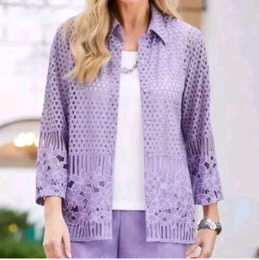 Alfred Dunner Top 2 For 1 Women's 3/4 Sleeve Blouse Size 1X Purple  NWT Tag $68